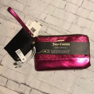 NWT! Juicy Couture Charging Cosmetic Bag pink glittery clutch
